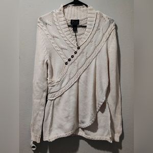 Pure Handknit All About Her Cream Cable Knit Sweater XS/S NWT
